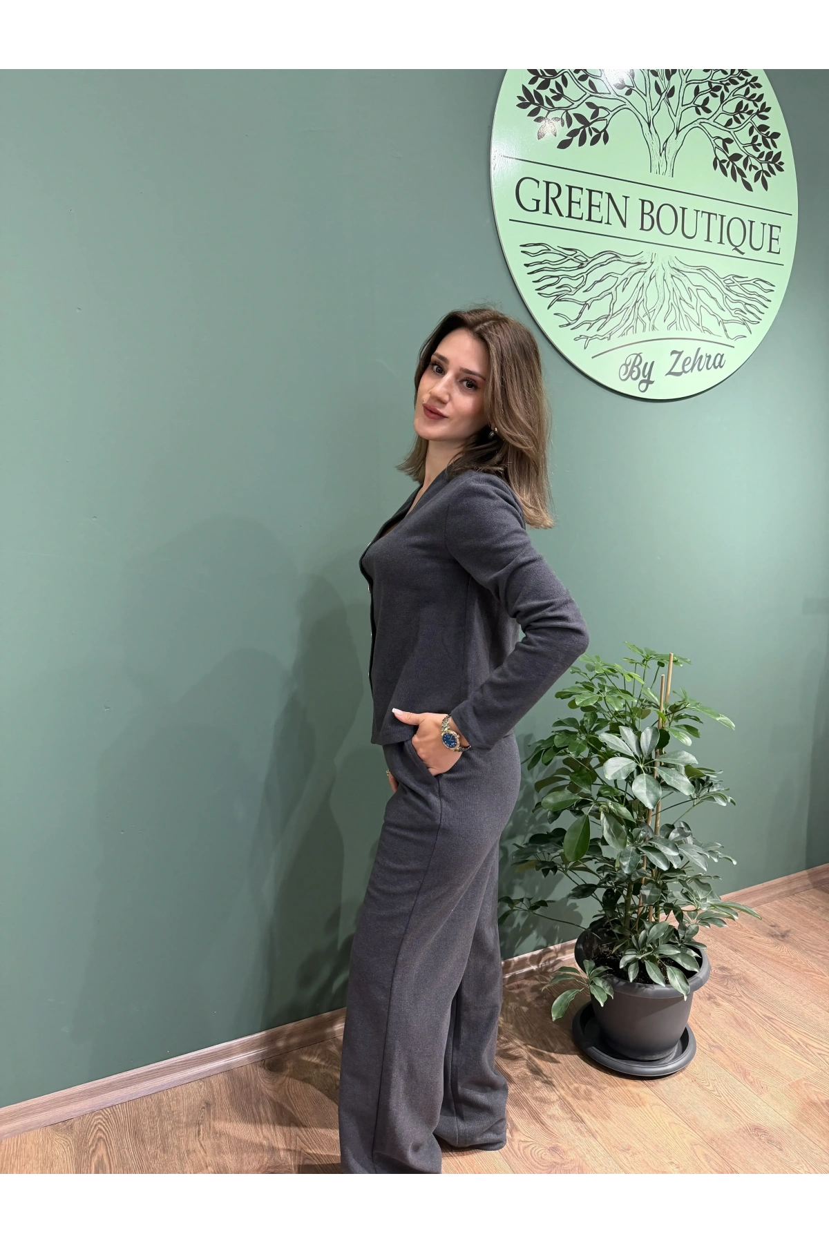 Selanik Triko ZR Model Hırka Pantolon Takım Antrasit