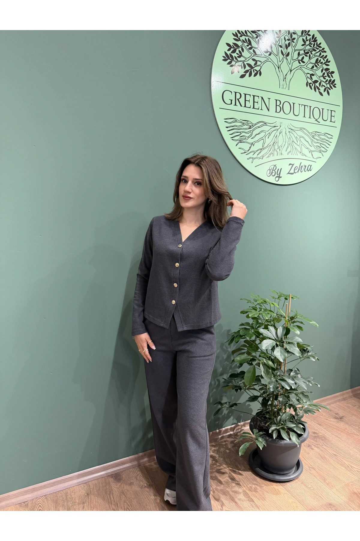 Selanik Triko ZR Model Hırka Pantolon Takım Antrasit