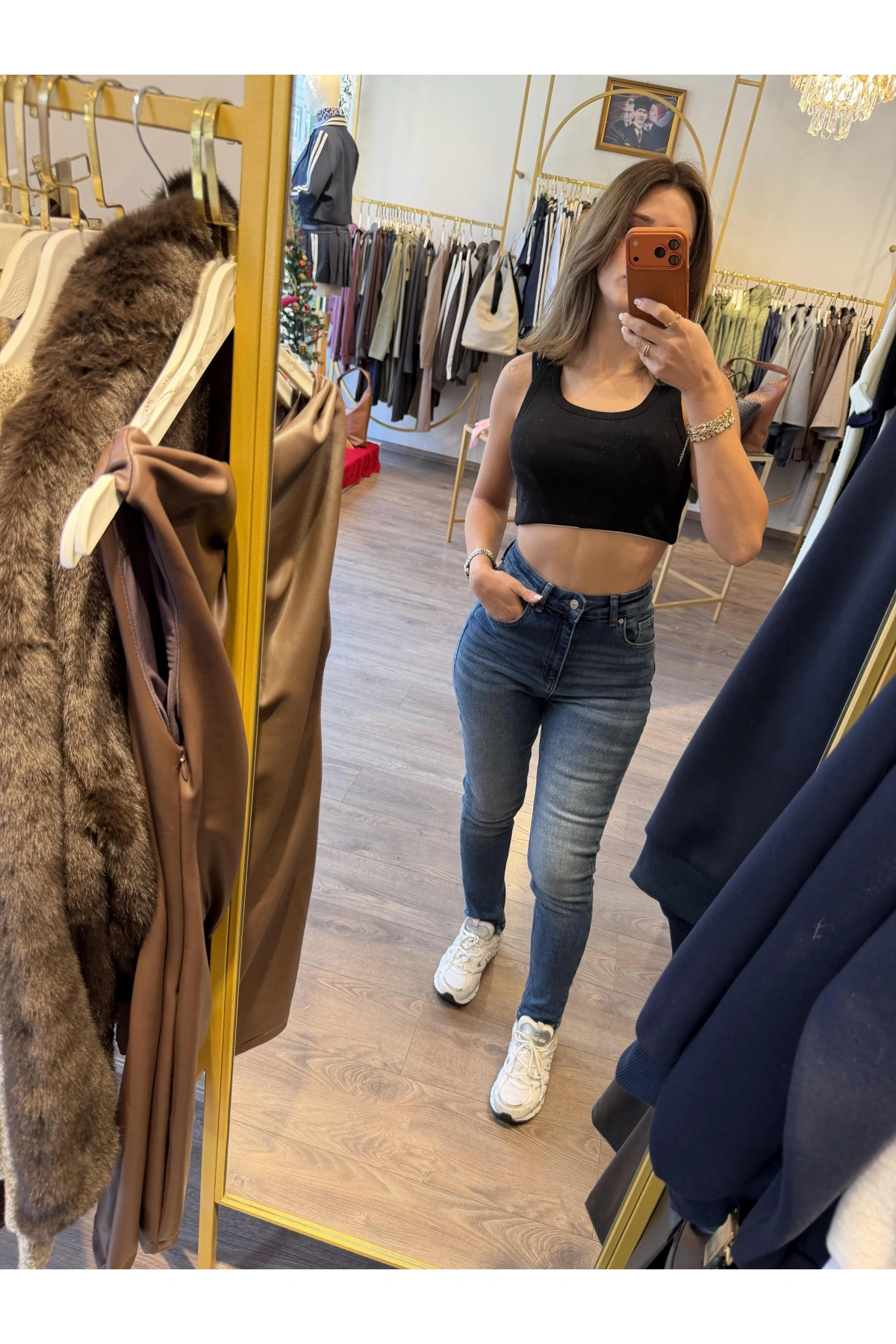 Yüksek Bel Dar Paça Jean Pantolon