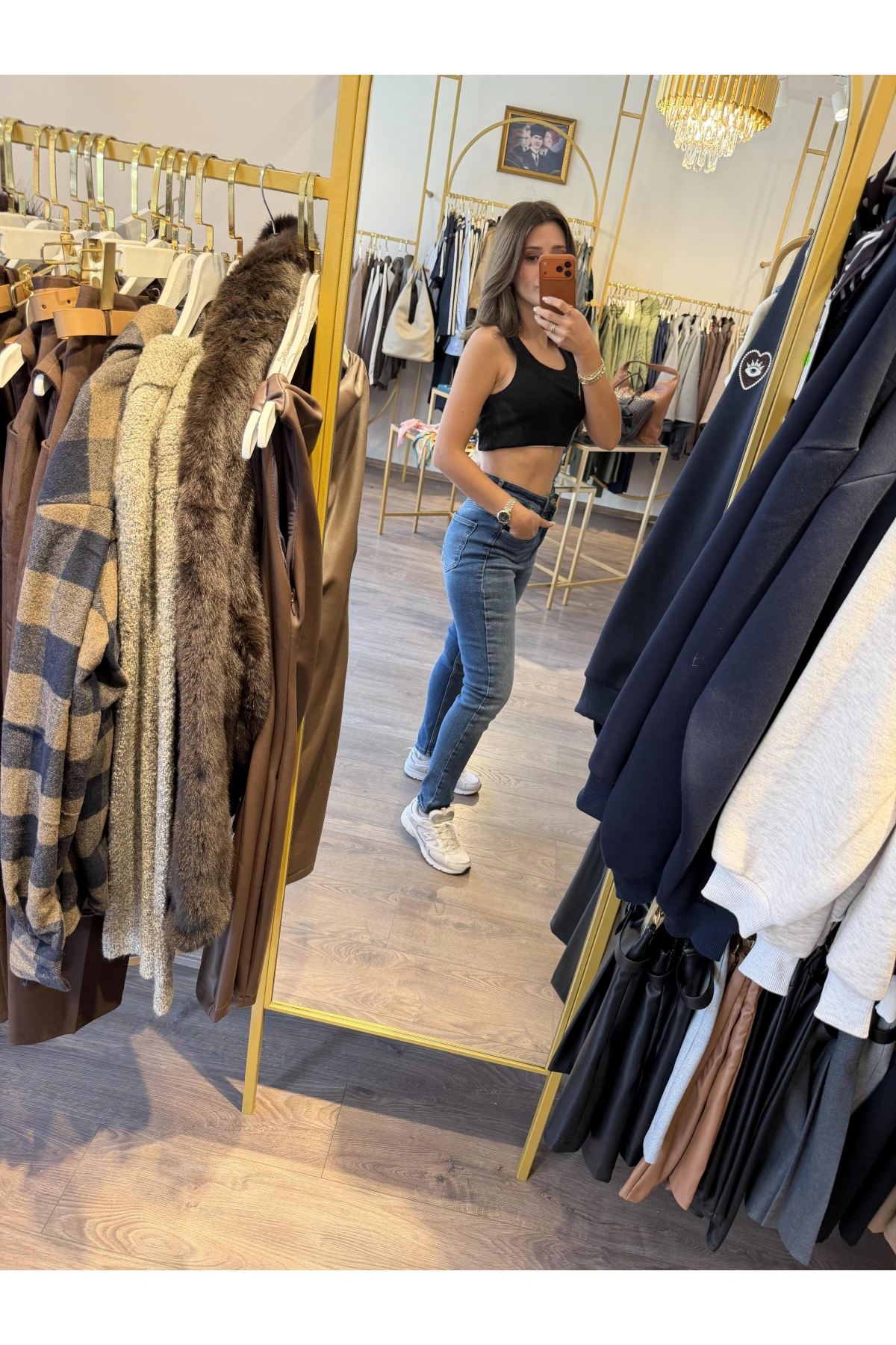 Yüksek Bel Dar Paça Jean Pantolon