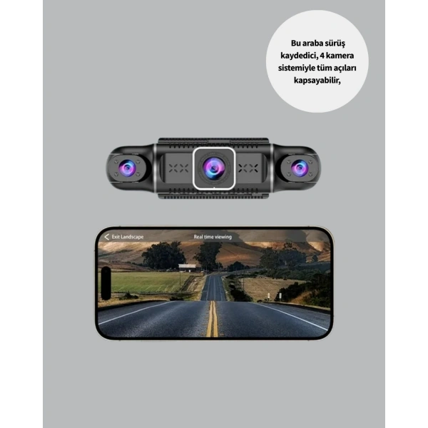 1080P 4 Kanallı Araç Kamerası GPS + WiFi + G Sensör Destekli