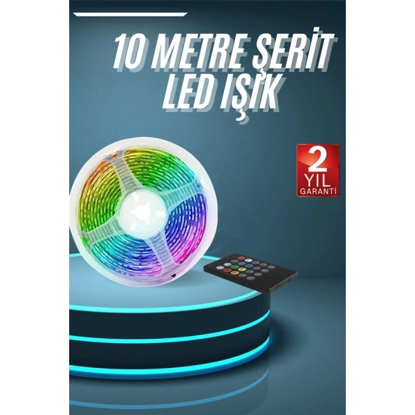 10M Şerit Led İç Mekan Renkli Rgb Şerit Led Kumandalı