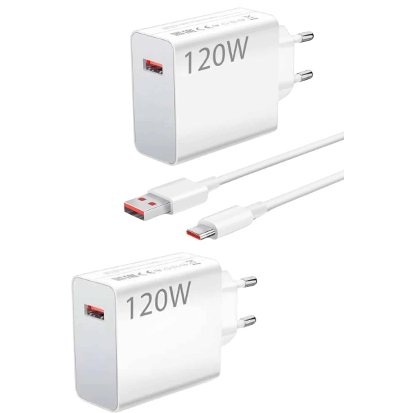 120 Watt Turbo Hızlı Şarj Aleti Seti Hızlı Şarj Adaptörü Beyaz