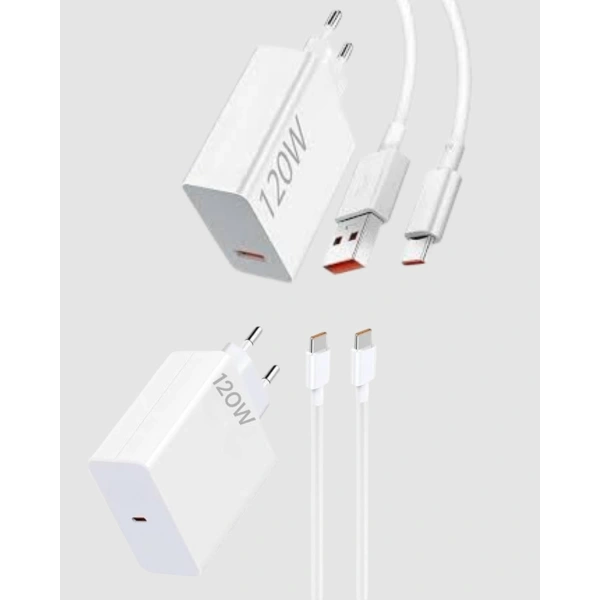 120W Süper Hızlı Şarj Adaptörü – Type-C Kablo Dahil, Yüksek Voltaj Korumalı