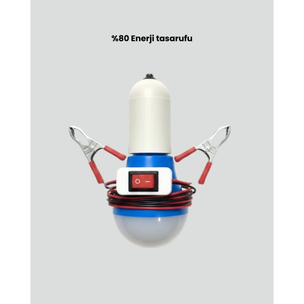 12V LED Ampul Timsah Kıskaçlı Taşınabilir Aydınlatma