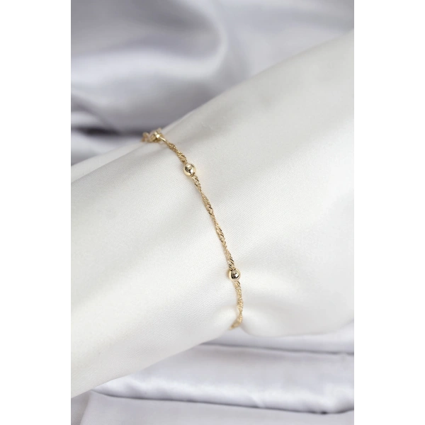 14K Gold Renk Kaplama Topçuklu Model CM Kadın Bileklik