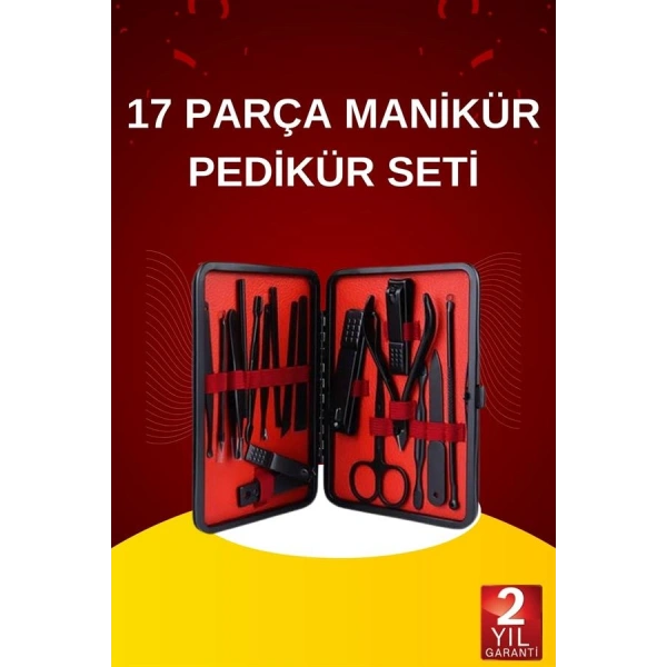 17 Parça El Ayak Bakım Seti Tırnak Temizleme Manikür Pedikür Cımbız Törpü Tırnak Makası