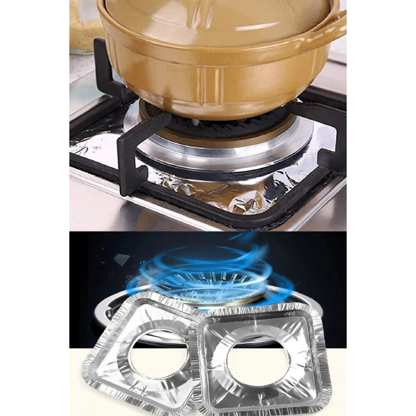 20 Adet Ocak Üstü Koruyucu Leke Önleyici Isıya Dayanıklı Yıkanabilir Ocak Gözü Izgara Koruyucu Folyo