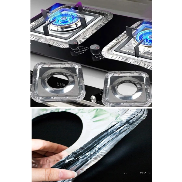 20 Adet Ocak Üstü Koruyucu Leke Önleyici Isıya Dayanıklı Yıkanabilir Ocak Gözü Izgara Koruyucu Folyo