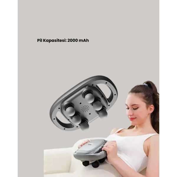 2000 mAh Şarjlı Masaj Tabancası 6 Başlık Ayarlı Güçlü Masaj Cihazı