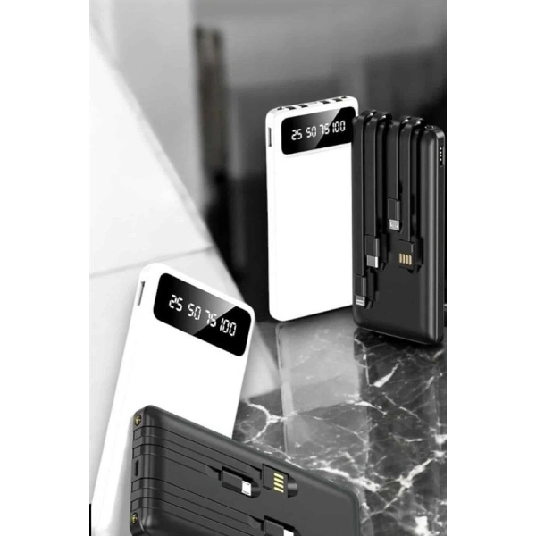 20.000 Mah Led Işıklı LCD Ekran USB Girişli Type-C Lightning Powerbank
