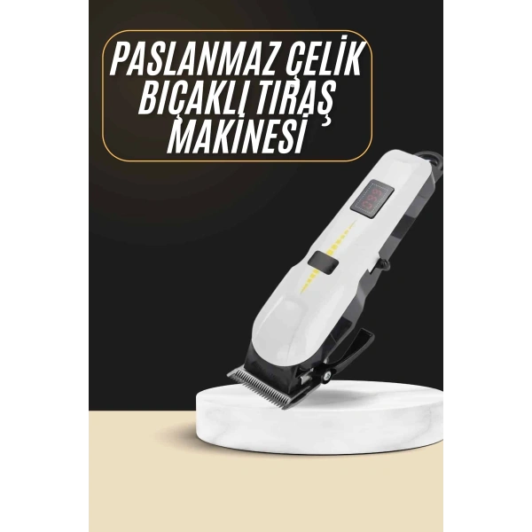 2025 Model Şarjlı Dijital Saç Sakal Tıraş Makinesi Islak Kuru Kullanıma Uygun