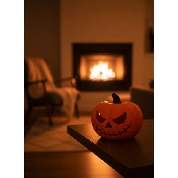 23×15 cm Korku Temalı Balkabağı Biblo Dekoratif Ev Ofis Süs Eşyası