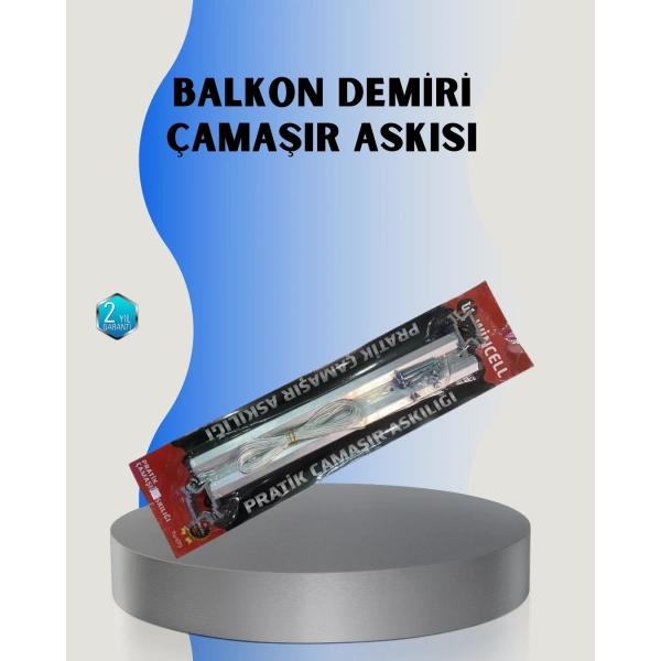 25x60 Balkon Askılığı Kare Demir Uyumlu Hava Dayanıklı Çamaşır Askısı