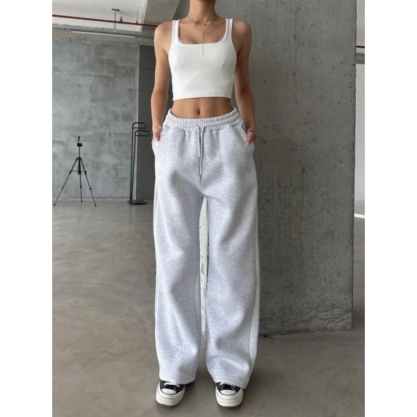 3 iplik şardonlu oversize eşofman gri