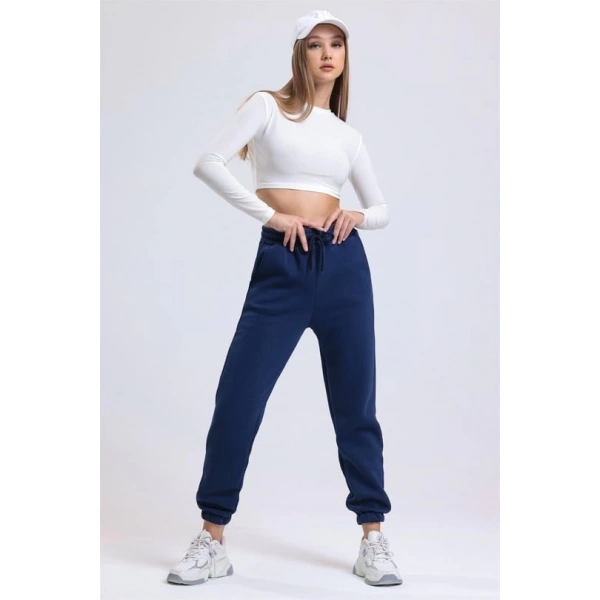 3 iplik şardonlu paça lastikli eşofman lacivert is001