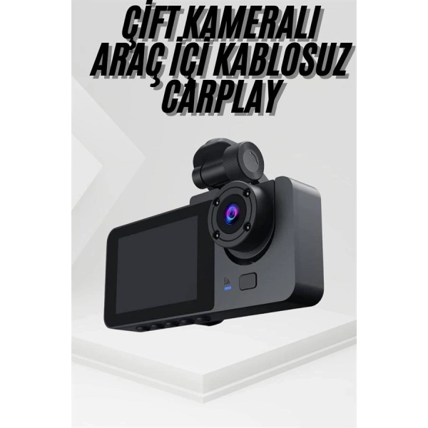 3 Kameralı 2 İnç 1080P Araç İçi Kamera Sürüş Kamerası CarPlay