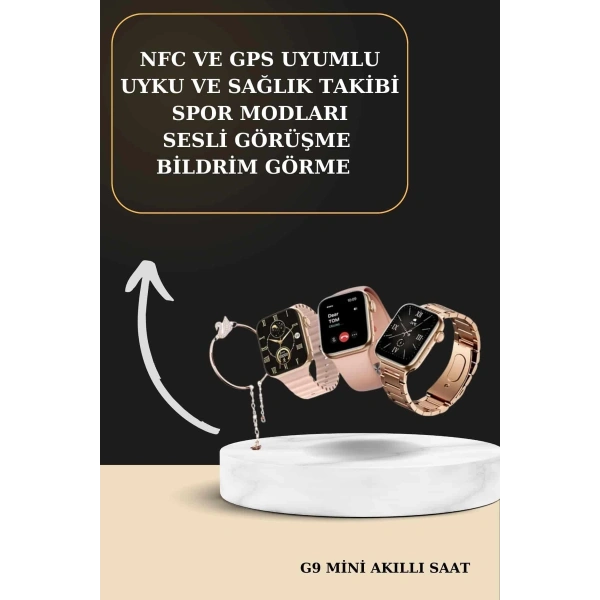 3 Kordonlu Pembe Amoled Ekran Akıllı Saat ve Yeni Nesil Pro Kablosuz Bluetooth Kulaklık ANC/ENC