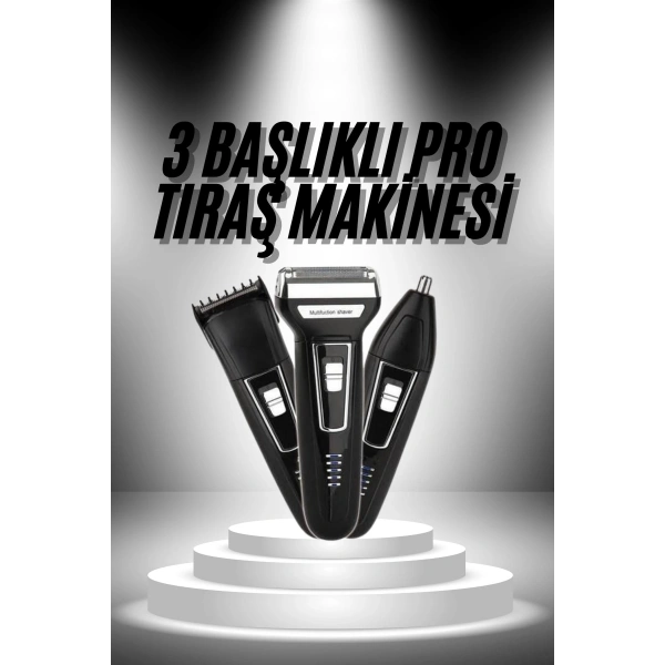 3lü Set Saç Sakal Kesme Traş Makinesi Burun Kılı Alma Tıraş Makinesi