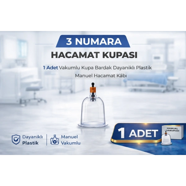 3 Numara Hacamat Kupası 1 Adet Vakumlu Kupa Bardak Dayanıklı Plastik Manuel Hacamat Kabı