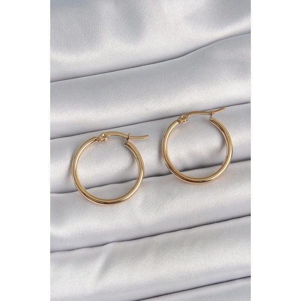 316 Çelik Gold Renk 22mm Kadın Halka Model Kadın Küpe