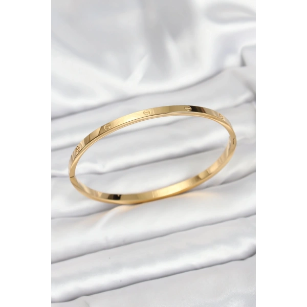 316L Çelik Gold Renk 65 mm İnce Kadın Kelepçe Bileklik