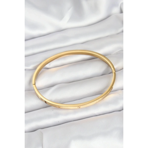 316L Çelik Gold Renk 65 mm İnce Kadın Kelepçe Bileklik