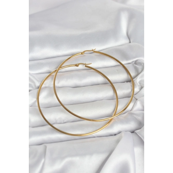 316L Çelik Gold Renk 80 mm Kadın Halka Küpe