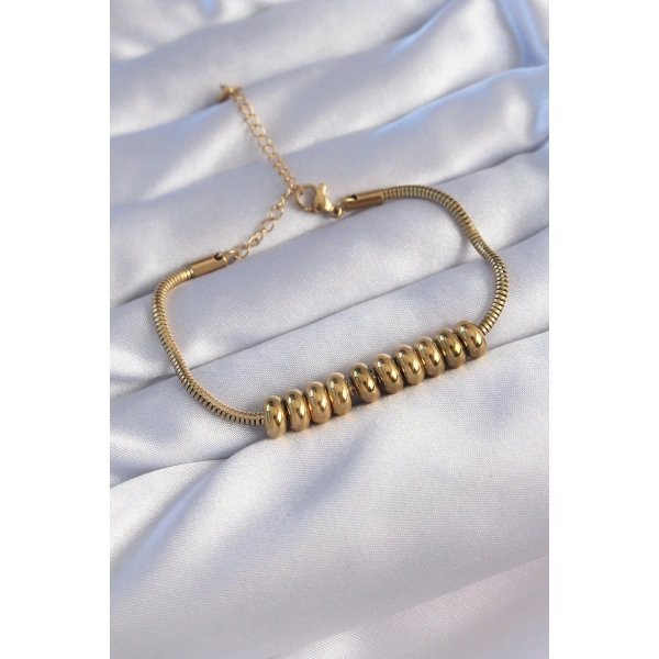 316L Çelik Gold Renk Oval Figürlü Bileklik