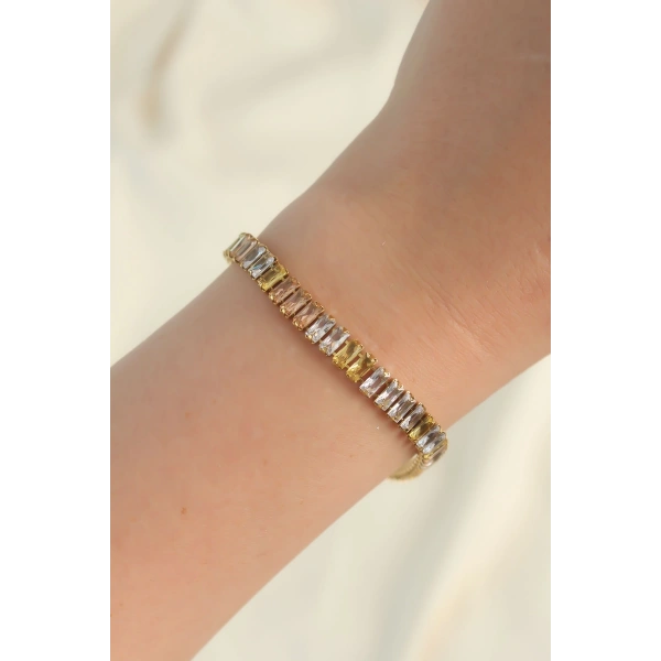 316L Çelik Gold Renk Renkli Su Yolu Tasarımlı Bileklik