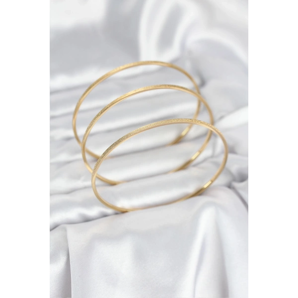 316L Çelik Gold Renk Simli Model Ajda 65 mm Kadın Bileklik