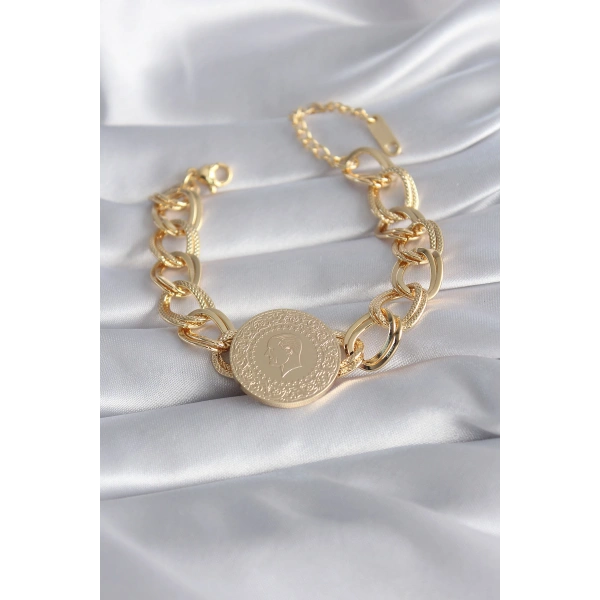 316L Çelik Gold Renk Tam Altın Model Samanyolu Kadın Bileklik