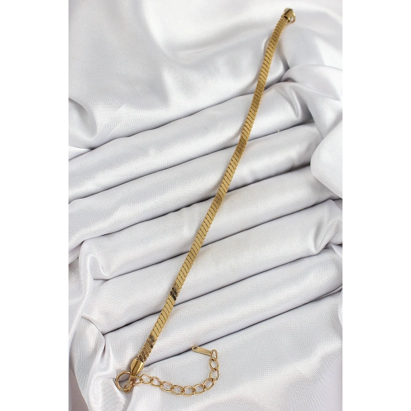 316L Çelik Gold Renk Yassı Zincir Model Kadın Bileklik
