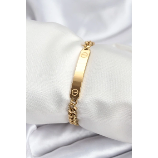 316L Çelik Gold Renk Yazı Yazmaya Uygun Kadın Bileklik