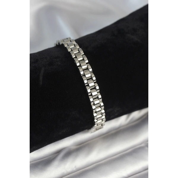 316L Çelik Gümüş Renk 7 mm Kalınlık Erkek Bileklik