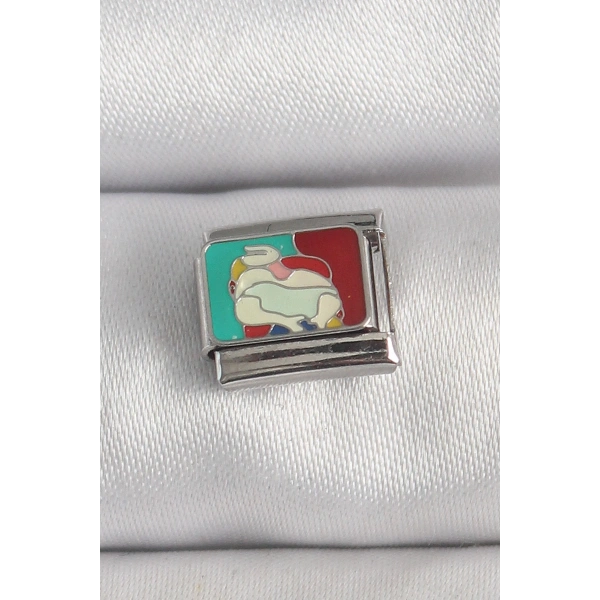 316L Çelik Gümüş Renk Renkli Portre Model Nomination Charm