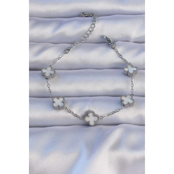 316L Çelik Gümüş Renk Sedefli Baby Boy Yonca Model Bileklik