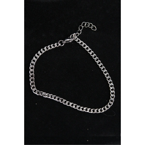 316L Çelik İnce Klasik Model Gümüş Renk Erkek Bileklik