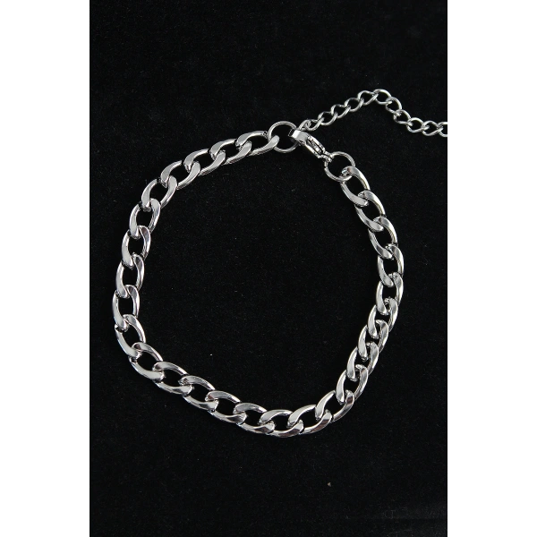 316L Çelik Kalın Klasik Model Gümüş Renk Erkek Bileklik