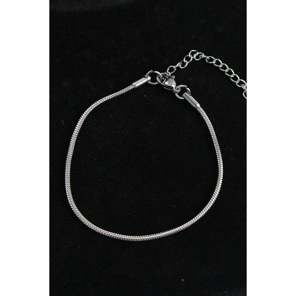 316L Çelik Oval İtalyan Model Gümüş Renk Erkek Bileklik