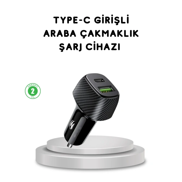 38W Araç Şarj Cihazı Type-C PD USB Hızlı Şarj Çift Port