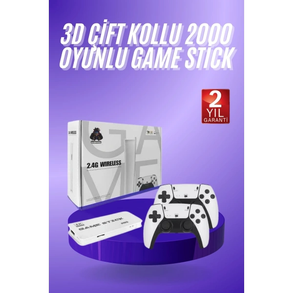 3D 4K HD 2.4G Game Stick 4K Ultra Hd Oyun Konsolu Çift Kollu