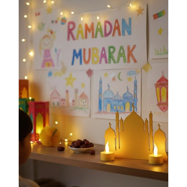 3D Cami Masa Üstü Dekor 2 Pilli LED Mumlu Hediye Set