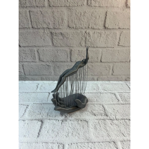 3D El Formlu İnsan Figürü Gri Soyut Tasarım Dekoratif Biblo