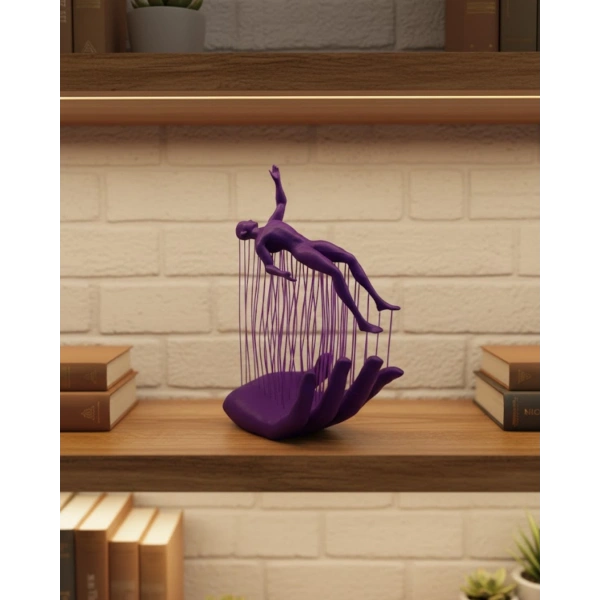 3D El Formlu İnsan Figürü Mor Özgün Sanat Biblosu 12x18 cm