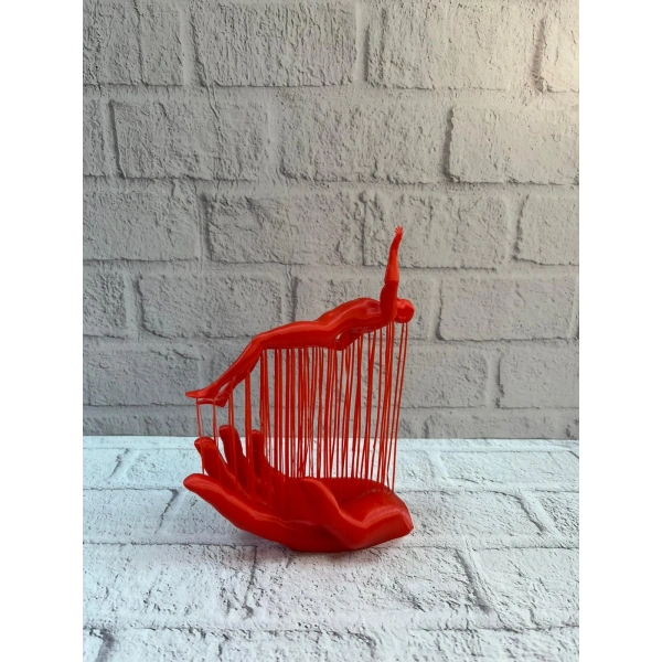 3D El İnsan Figürü Kırmızı Minimal Modern Ev ve Ofis Dekoru 12x18 cm