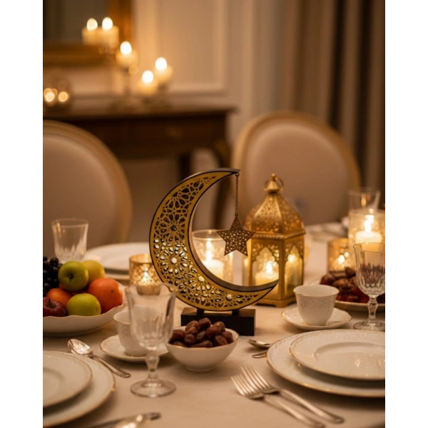 3D Hilal Yıldız Biblo 23x23 cm Şık ve Zarif Dekorasyon