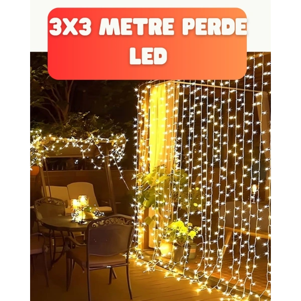 3x3 Metre Şelale LED Perde Işık İç Dış Mekân Dekorasyonu