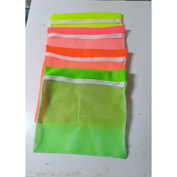 4 Adet 4 Renk  Fermuarlı - Hassas Çamaşır Terlik  Ayakkabı Yıkama Filesi Büyük Boy