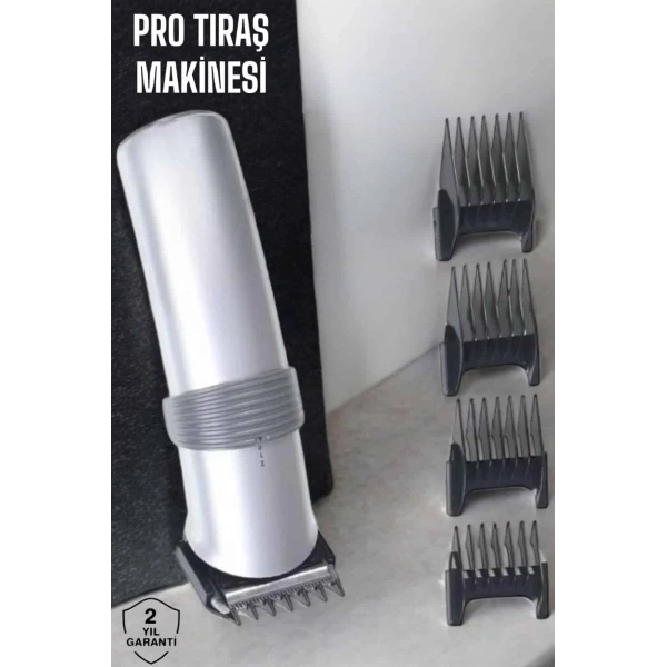 4 Taraklı Profesyonel Şarjlı Saç ve Sakal Kesme Tıraş Makinesi Seti